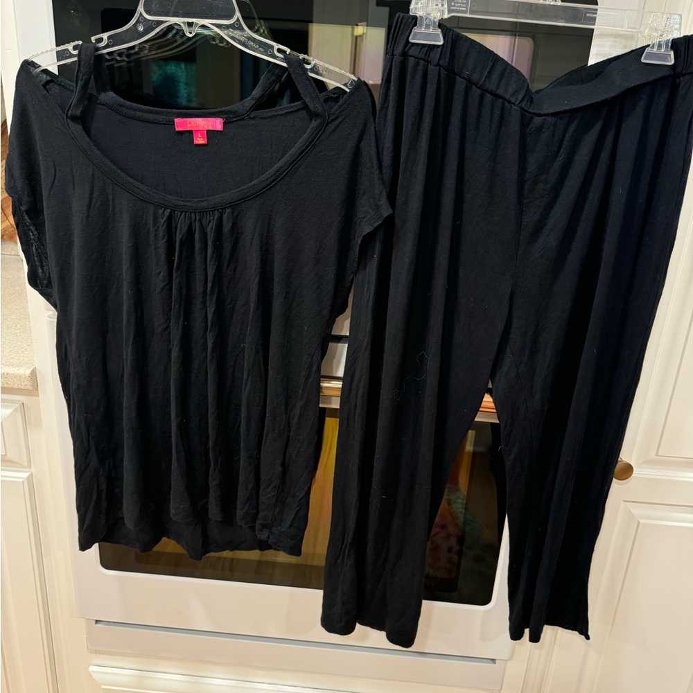 Catherine Malandrino Black Capri Pajama Set - Picture 2 of 10